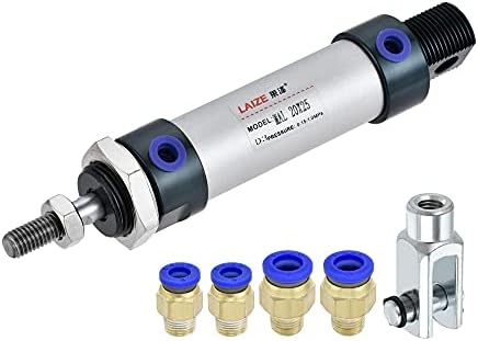 Uxcell Pneumatic Air Cylinder 20mm Bore de 25 mm com conector Y e acessórios rápidos, Mal 20x25, para equipamentos