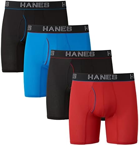Hanes Ultimate Men's Boxer Brief, Comfort Flex Fit Ultra Ultra Lightweight Underwear, 4-Pack, cores variadas