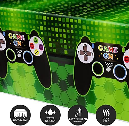 Capas de tabela de videogame de Wernnsai - 2 PCs 108 '' x 54 '' Tocada de mesa de plástico impressa descartável, suprimentos de festas para crianças com temas de geek de jogadores decoração