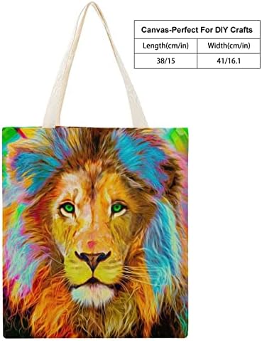 Bolsa de mercearia reutilizável em tela de leão de leão com alças para homens 38x41cm