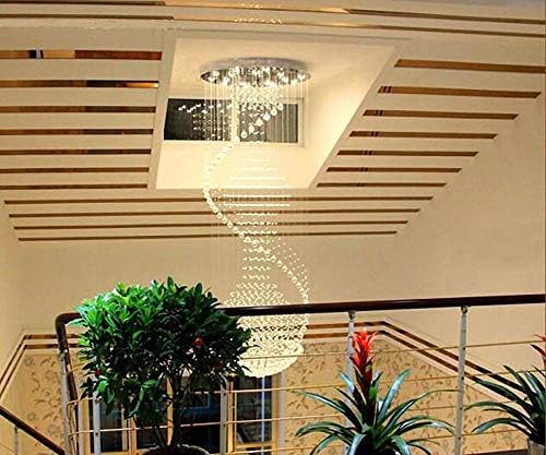 Moooni moderno grande lustre de cristal em espiral iluminação de chuva de chuva de luxo de luxuosa luz de teto de montagem para entrada da escada de hall de entrada d 31,5 x h 98