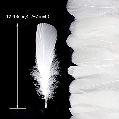 Zamihalaa 20/100pcs penas de penas brancas de ganso fofo plumas diy penas para jóias que fazem decoração de hat panorts acessórios de casamento 13-20cm - penas vermelhas de rosa - 100pcs