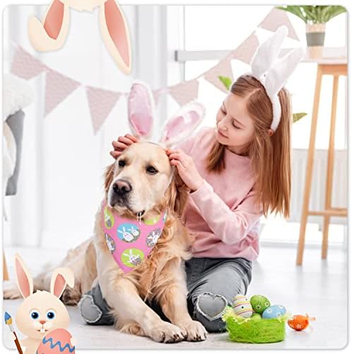 Pacote de cães de páscoa 2 pacote, lenço de triângulo de cães da Páscoa para menino e menina lenço de estimação reversível para cachorrinho