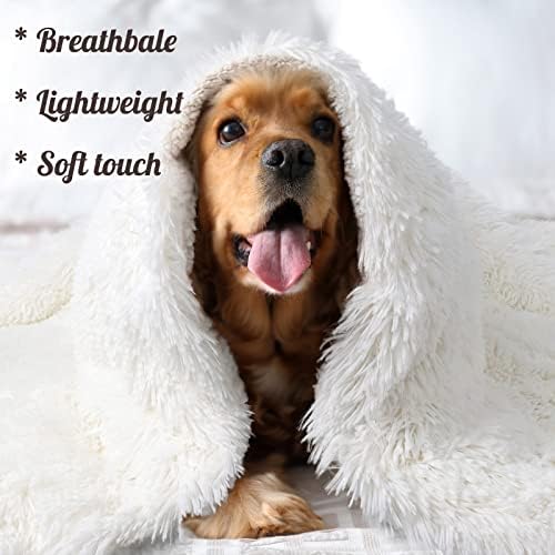 Creme Benron Branco Branco de 20x30 polegadas Cão de cachorro pequeno Para Couch Bate Crate Reversível Fleece Fluffy Throt Cobertores