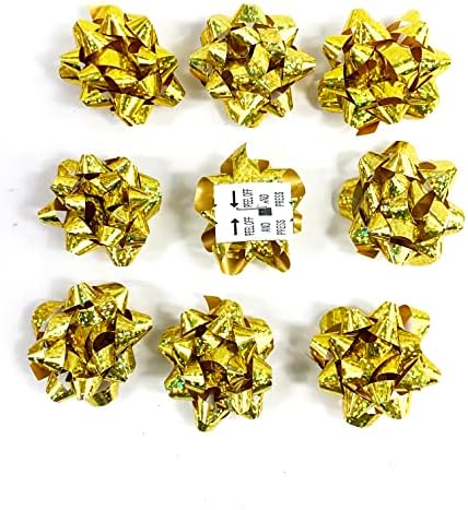 Heyiwell 30pc Mini Gold Metallic Gift embrulhe arcos, arcos auto-adesivo para aniversários, casamentos, qualquer temporada de férias 1-1/4 polegada