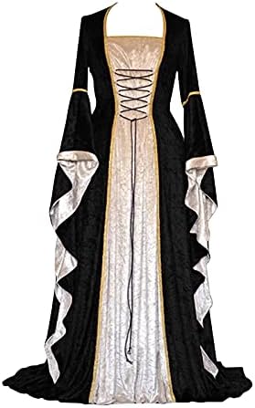 Vestido de Halloween de Zefotim para Mulheres, Retro Renascença Renascença Comprimento do piso Halloween Cosplay Dress