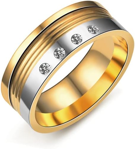 Kolesso 8mm 316l Rings para homens Mulheres quatro CZ anel de noivado de anel de trajetória de cristal 8mm-19351
