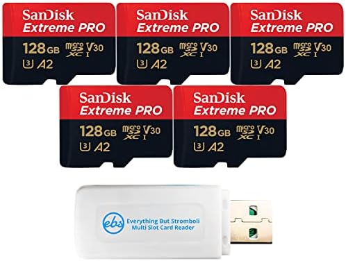 Sandisk 128 GB Micro SDXC Extreme Pro Memory Card Funciona com o pacote GoPro Hero 7 Black, Silver, Hero7 White com 1 tudo, menos Stromboli
