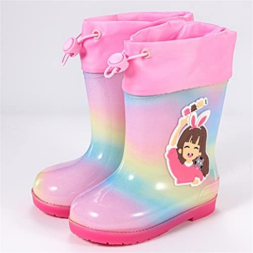 Botas de chuva infantis para meninas sapatos para crianças para dias chuvosos borracha garotas fofas impressas com fáceis em alças para sapatos de geléia