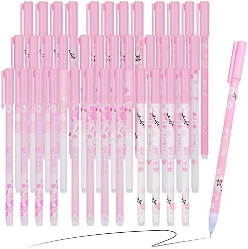 36 peças Cherry Blossom canetas rollerball canetas de rollerball adorável canetas de tinta preta de Sakura Gel 0,5