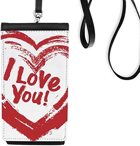 Eu te amo, bolsa de bolsa móvel de carteira de seu padrão de coração vermelho pendurado
