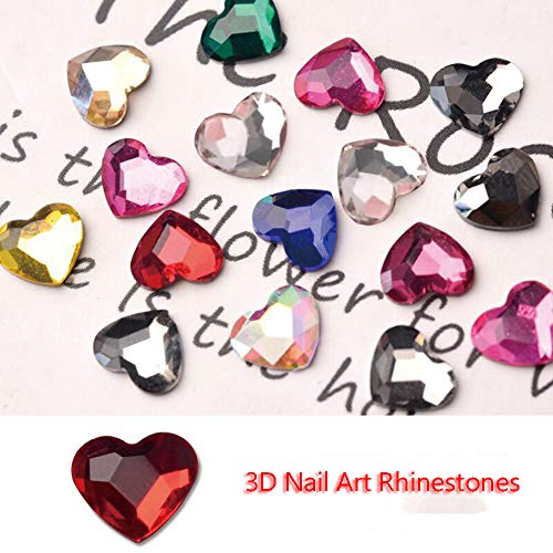 Houchu 50pcs/saco 3d forma de coração unhas strass manicure unha art manicure cadoções de arte unhas decorações