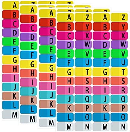 Índice de alfabetos do youok rótulos de adesivos, adesivo colorido A-Z Divisores de guias para 3 guias de ligantes de anel, guias