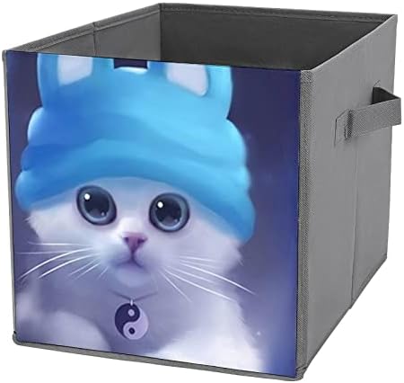 Mirage Star Cat Cubos de armazenamento de tecido dobrável Caixa de armazenamento de 11 polegadas Bins de armazenamento com alças