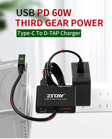 Zitay Nova versão D-TAP para USBC USBA PD Fast Charger, DTAP para USB Adaptador de carregamento DSLR carregador de bateria Vmount carregador de bateria AB Bateria de monte de ouro Bateria USB DTAP Carregador rápido