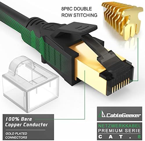 CAT 8 CABO Ethernet 75 pés, alta velocidade 40 Gbps 2000MHz blindados 26awg CAT8 LAN Cabo de rede com conector RJ45 banhado