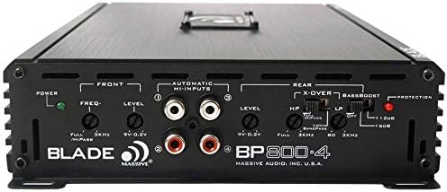 Blade de áudio maciço BP800.4V2 Amplificador estéreo de carro. Amplificador de 4 canais 800 watts, classe A/B, 2 ohm estável,