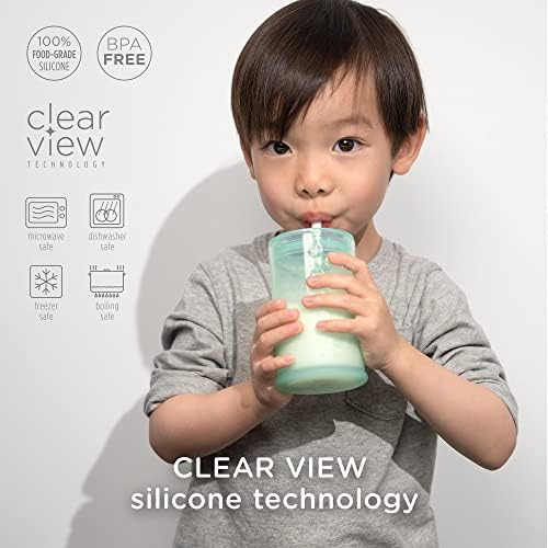 Copo de treinamento de silicone olababy com tampa de palha 5 onças + 9oz pacote