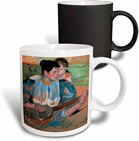 3drose the Banjo Lição C 1894 por Mary Cassatt em caneca de cerâmica pastéis, 11 oz, branca