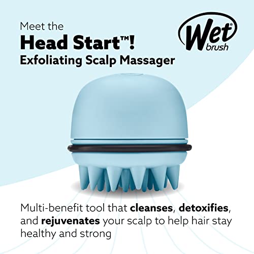 Massageador de couro cabeludo esfoliante de escovas úmidas, cabeça de cabeça, azul, escova multi-benefício, desintoxica