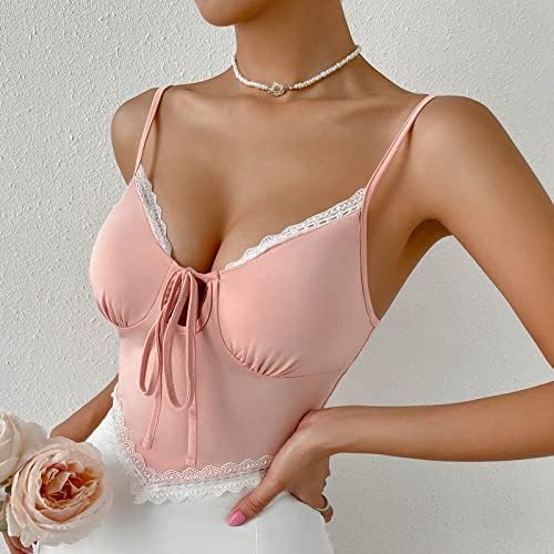 Tops de espartilho de renda para mulheres estéticas de renda de renda Cami blusa sem mangas / pescoço de pescoço de flaghetti croft top bustier