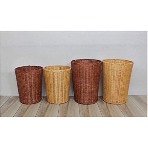 Neochy Indoor Dustbins simples de bambu artesanal e videira de armazenamento de vento retrô redonda lixo sem cobertura lixo