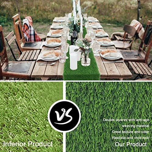 U'ArtLines Artificial Grass Table Runner Mat 12 x 36 polegadas Decoração de mesa artificial verde para casamento, festa de
