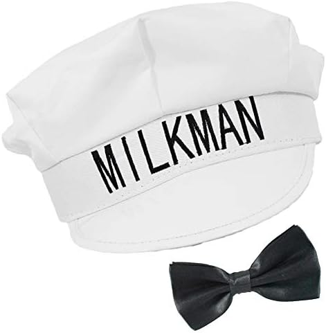 Chapéu de leite com gravata preta de gravata borboleta vintage 1950 Looking