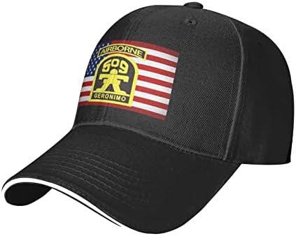 Exército dos EUA 509th Geronimo Airborne ， ​​Homens Mulheres lavadas de algodão angustiado Baseball Vintage Cap -hat chapéu de chapéu esportista Gifts Casual Gifts ， Black