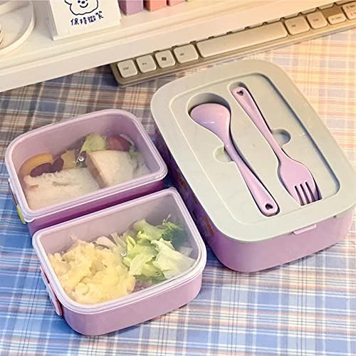 800ml/1000ml Kawaii Lanch Box Caixa de alimentos de microondas com compartimentos de armazenamento Caixa de piquenique de plástico para meninas crianças