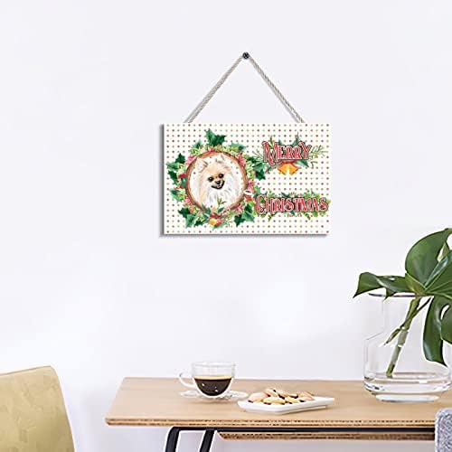 Feliz natal sinal de madeira fofa cachorro holly wreath vintage wall arte natal decorações penduradas para festas em casa lareiras