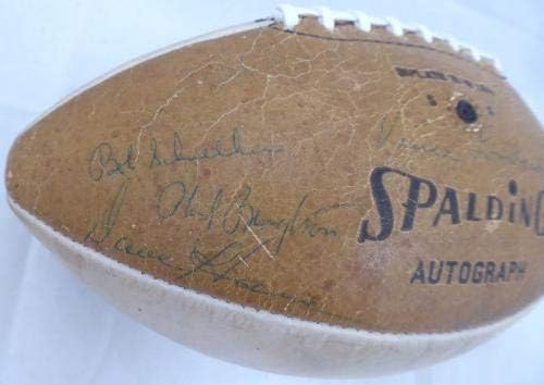 1966-67 Green Bay Packers Super Bowl I Championship Team autografou o futebol com 21 assinaturas, incluindo Vince Lombardi e