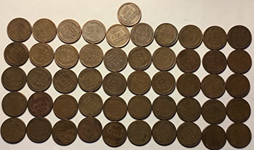 1952 S Lincoln Wheat Cent Penny Roll 50 moedas extremamente finas