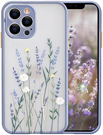 Propriedade compatível com o iPhone 13 Pro Max Case para Flores Clear PC Fosco de Back 3D Floral Girls Mulher e TPU Soft TPU Proteção de silicone Proteção à prova de choque para iPhone 13 Pro Max-Purple
