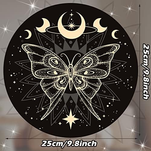 Jutom 9 peças Boho Moon Fase Decalques de parede Destas Casca de borboleta e cola de sol e decoração da parede da lua redonda redonda de obras de parede de borboleta moderna