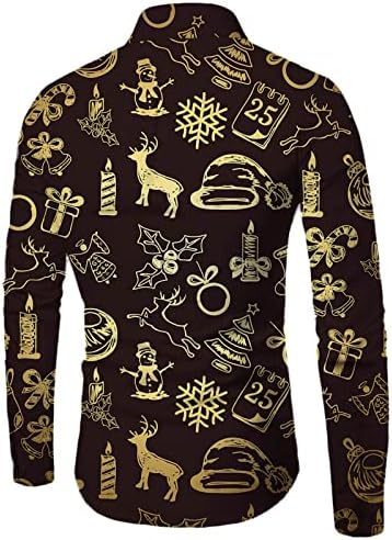 ZDDO 2022 Novo Christmas Mens Button Down Designer Cirtas, 3D Funny Xmas Santa Claus Snowflake Print Hawaiian Dress Shirt