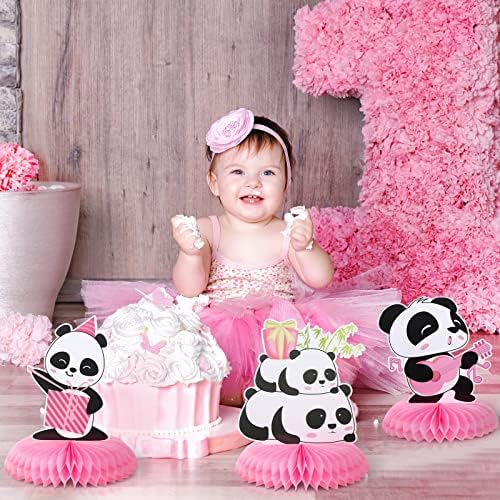 11 peças Decorações de festas panda panda honeycomb peças centrais de festas panda suprimentos de papel fofa de mesa central peças para crianças de aniversário de bebê