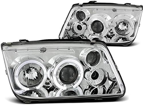 Faróis VR-1608 Luzes frontais Lâmpadas de carro faróis de faróis Driver e passageiro Completo Definir o farol Angel Eyes Chrome