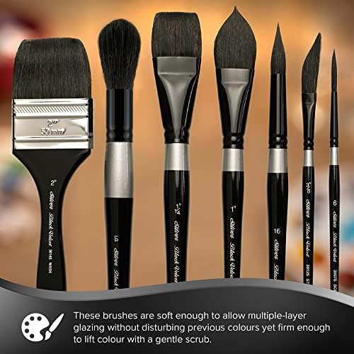 Silver Brush Limited 3008S1in Black Velvet Square Wash Binch Binch Binch, tamanho 1 polegada, alça curta