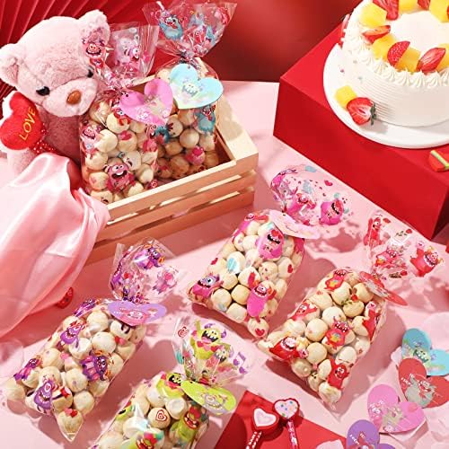 FUNRous 180 peças Valentines Sacos de doces de celofane