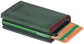 Walsmart Pro Crazy Crazy Dark Green RFID bloqueando o suporte de cartão pop-up da carteira de couro esbelto para homens/mulheres