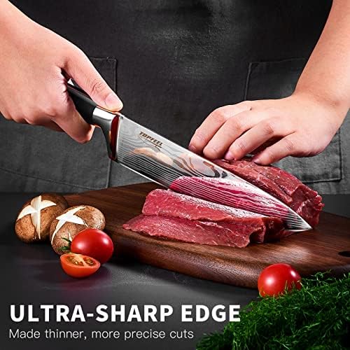 Faca de chef de topfeel - faca de cozinha de 8 polegadas, faca de aço inoxidável alemão de alto carbono, faca de carne