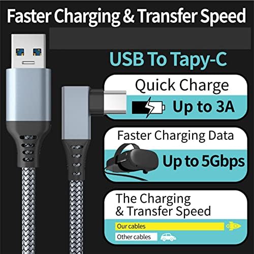 189385 3m/10ft USB3 0 para USB Tipo C 90 graus Cabo com 5 Gbps Transferência de dados rápida C Cabo de carregamento USB C para