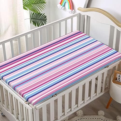 Abstrato com temas ajustados mini folhas de berço, mini -berço portáteis Material Ultra Soft - lençóis de berço para menina ou menino, 24 x38, fúcsia azul -céu rosa bebê