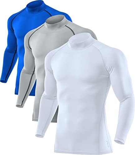 Athlio 2 ou 3 Pack Men's Térmico Manga Longa Camisas de Compressão, Tartaruga/Mock Winter Sports Base Camada, camisa de corrida