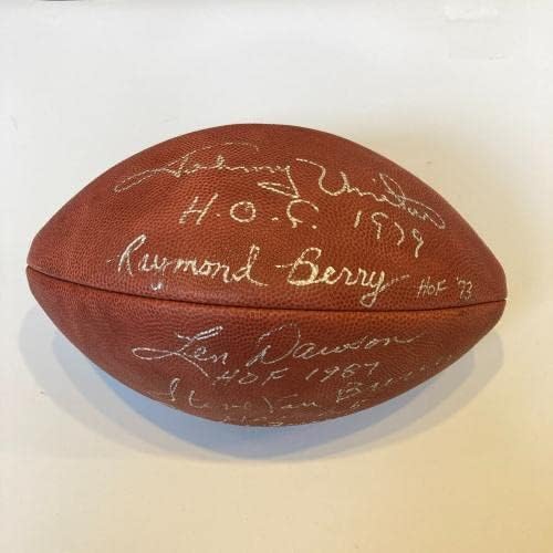 Johnny Unitas Hof 1979 Len Dawson Hof 1987 Multi assinado NFL Football JSA COA - Bolsas de futebol autografadas