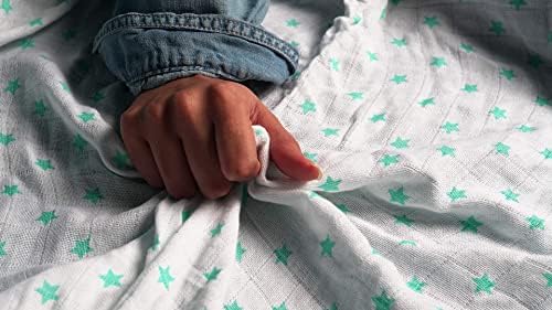 Cobertores Baby Swaddle Baby Whitewrap | 4-PACK | Cobertores orgânicos de musselina | 44 ”x44” | Azul | Muslin Swaddle Swaddle Cobertors para meninos | Bebê recebendo swaddles