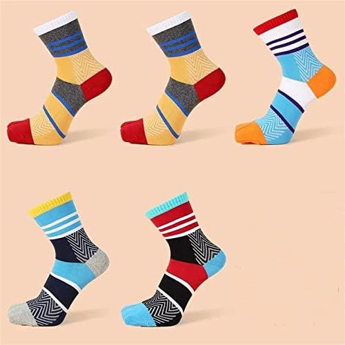 Sawqf 5 pares meias homens algodão algodão colorido e listrado meias de cor brilhante dois dedos calcetinos