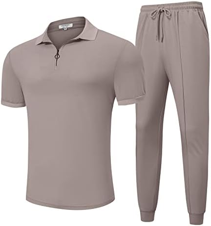 Turrerendy Men's Tracksuit Set 2 peças Torno Zip Casual Golf Golgging Suit de suor esportivo atlético conjunto
