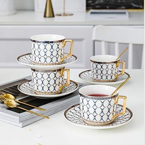 SJYDQ Ceramic Tea Conjunto de chaleira Pote de chaleira Infusser Bouilloire theePot Coffee Cups Canecas Gold, alça de ouro